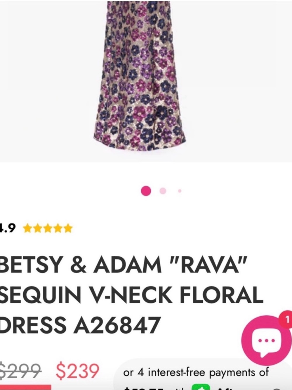 Betsy & Adam Rava Purple and Pink Sequin Floral Maxi Gown Prom Formal - Picture 2 of 12